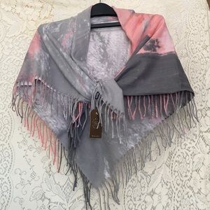 Tie Dye Fringed Blanket Scarf Wrap